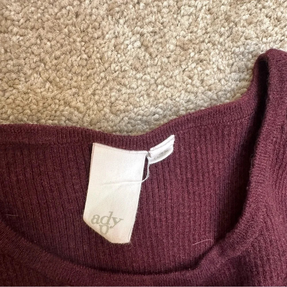 Ady P Soft Wine Red Wrap Tie Front High Neck Sweater Tunic Tank Top Medium - Picture 6 of 7